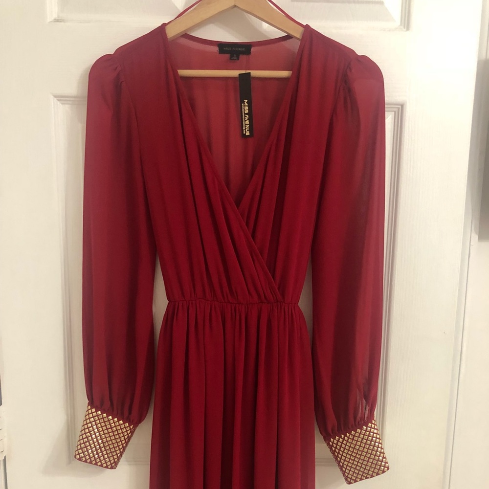 Red long sleeve dress